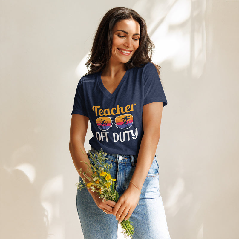 TEACHER OFF DUTY v-neck t-shirt