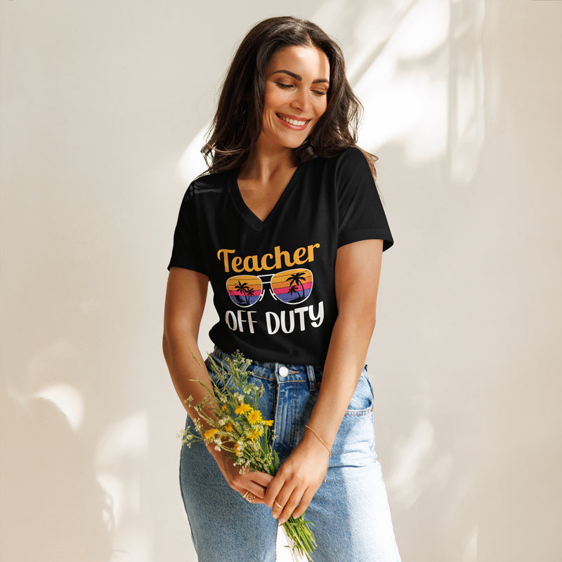 TEACHER OFF DUTY v-neck t-shirt