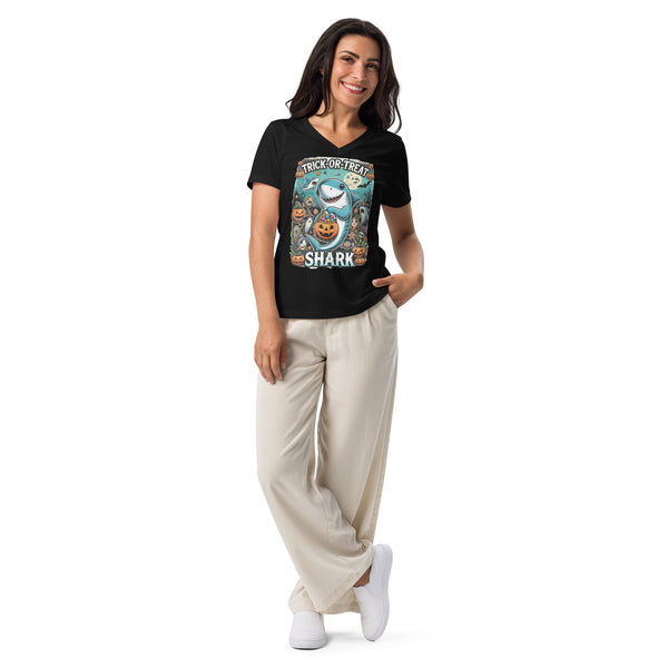 TRICK OR TREAT (1) Women’s relaxed v-neck t-shirt